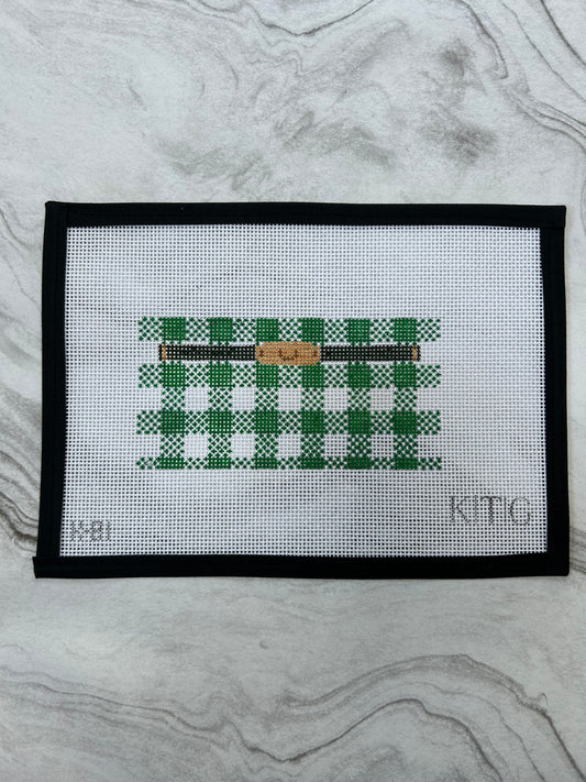 Green Gingham Mini Clutch Canvas