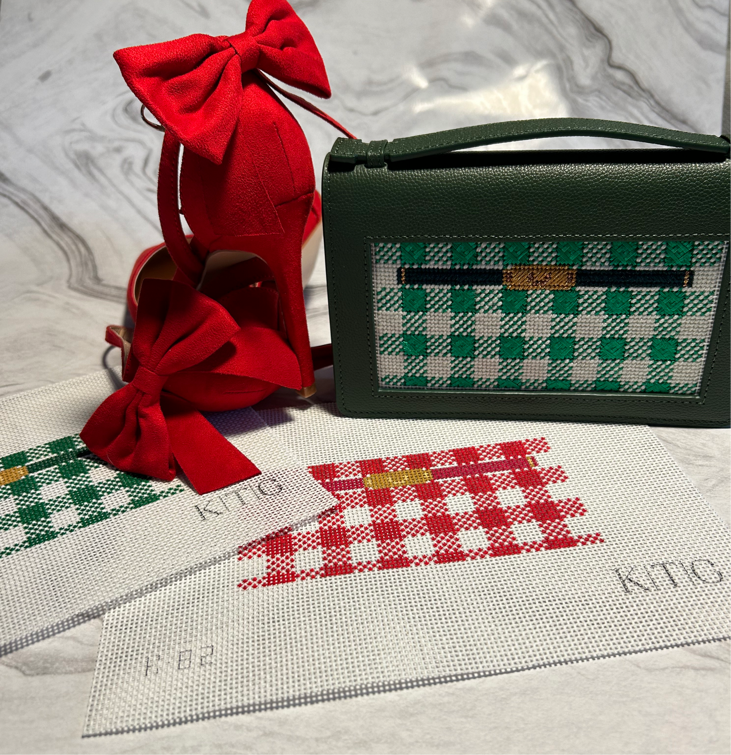 Red Gingham Mini Clutch Canvas